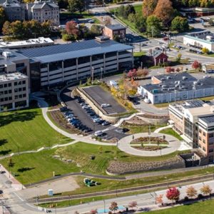 aerial view of Bangor Savings Bank headquarters campus
